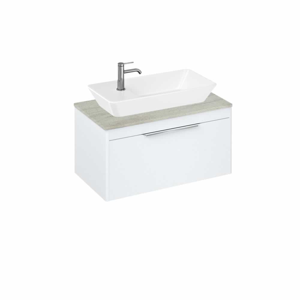 Shoreditch 85cm single drawer Matt White with Concrete Haze Worktop and Yacht Countertop Basin